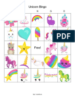 Set of 10 Unicorn Bingo PDF