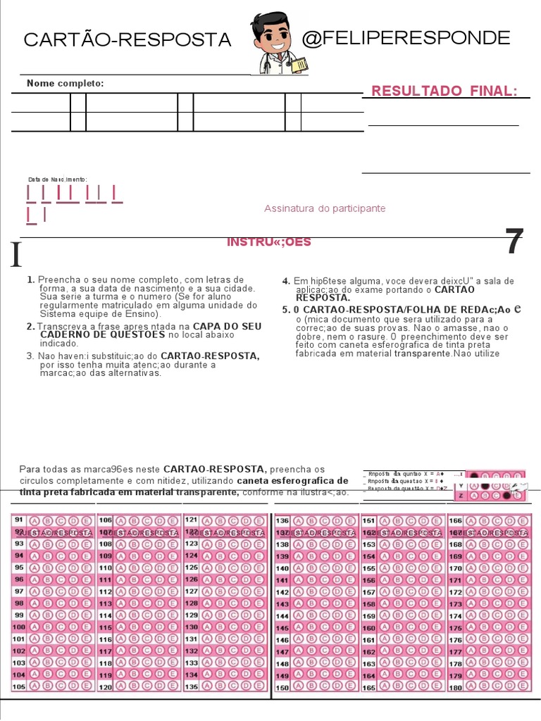 Cartão-Resposta 2º Dia | PDF