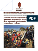 Desafios Dos Defensores de Direitos Humanos Regressados As Zonas de Origem Outrora Afectadas Pelo Extremismo Violento