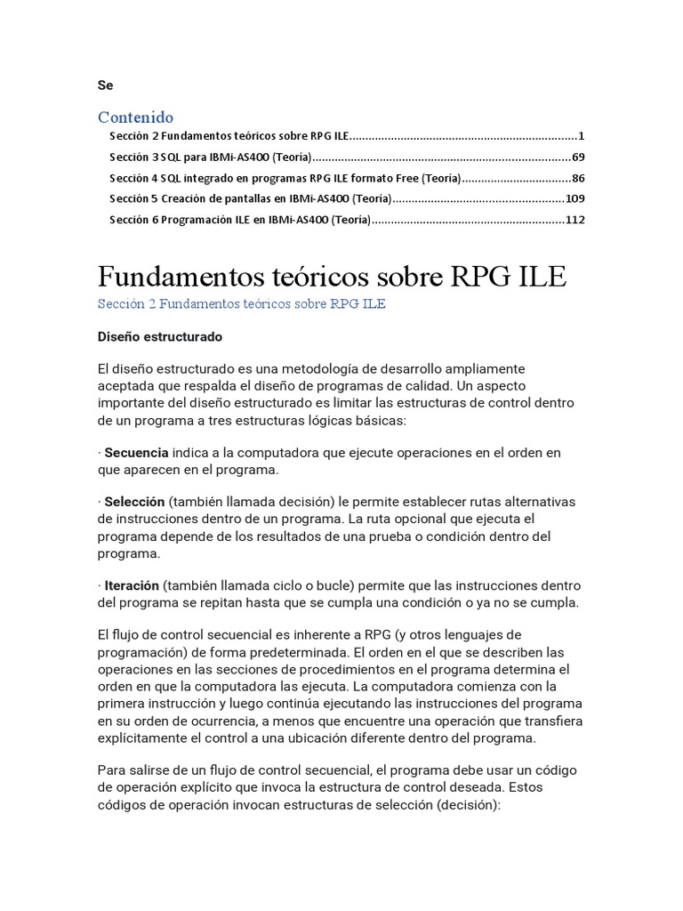 Fundamentos de RPG ILE y SQL en AS400 | PDF | Programación | Programa ...
