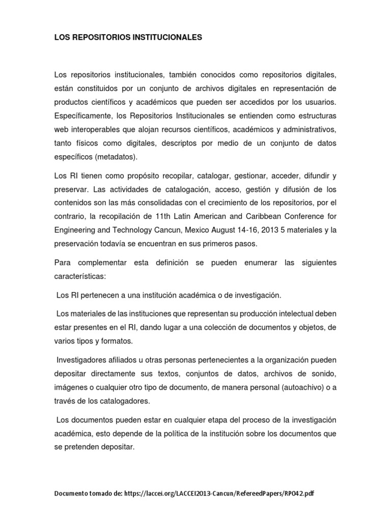 Los Repositorios Institucionales Pdf