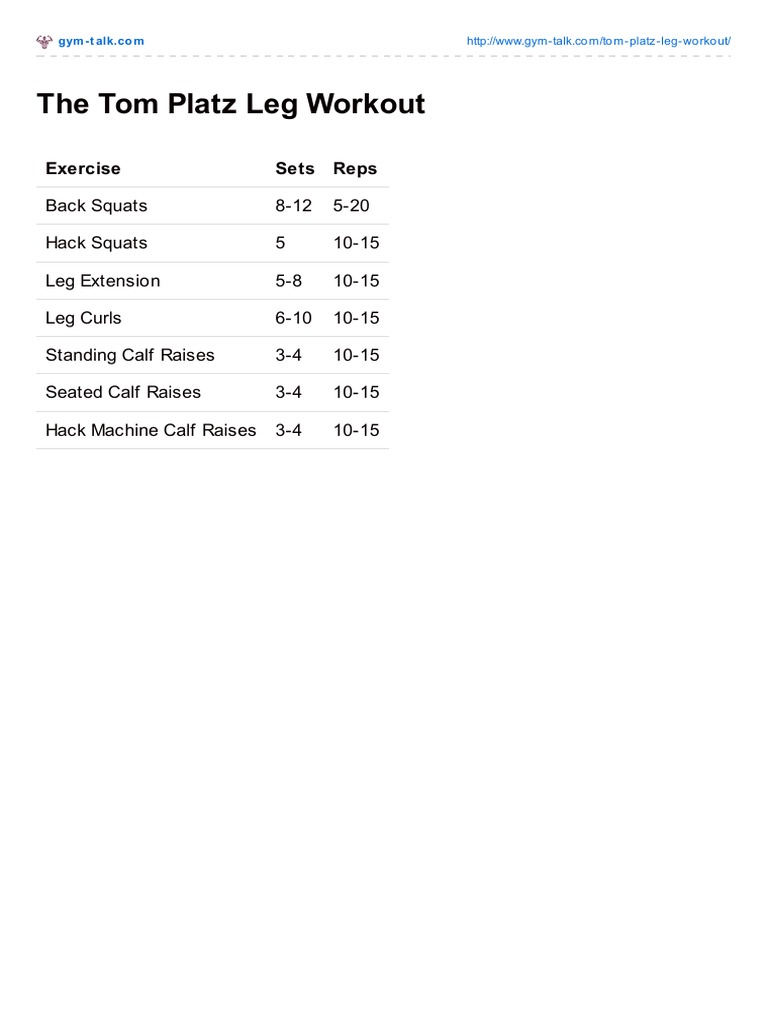 Tom Platz Leg Workout Routine | PDF
