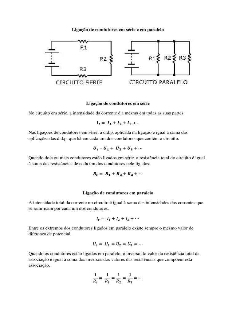 Circuitos elétricos em série e paralelo: propriedades e cálculos | PDF