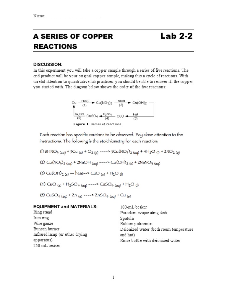 Copper Reaction Lab Guide | PDF | Nitric Acid | Copper