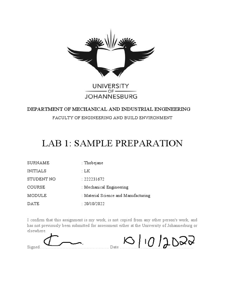 Lab 1 Report Material Science | PDF | Grinding (Abrasive Cutting ...
