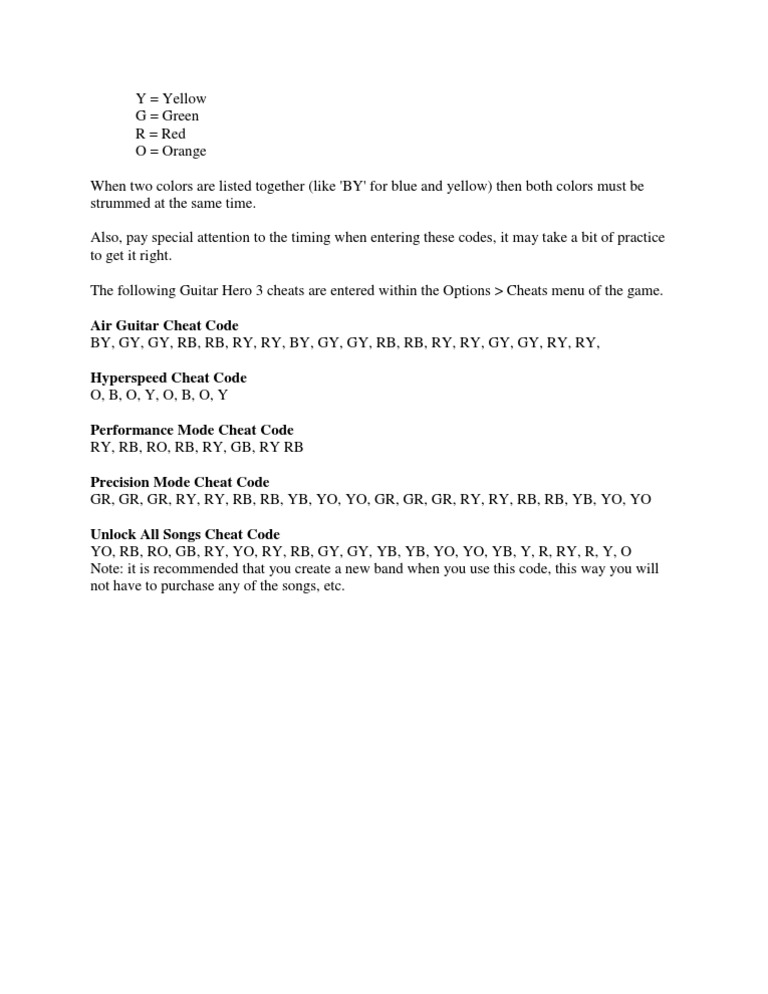 Air Guitar Cheat Code | PDF | Games & Activities