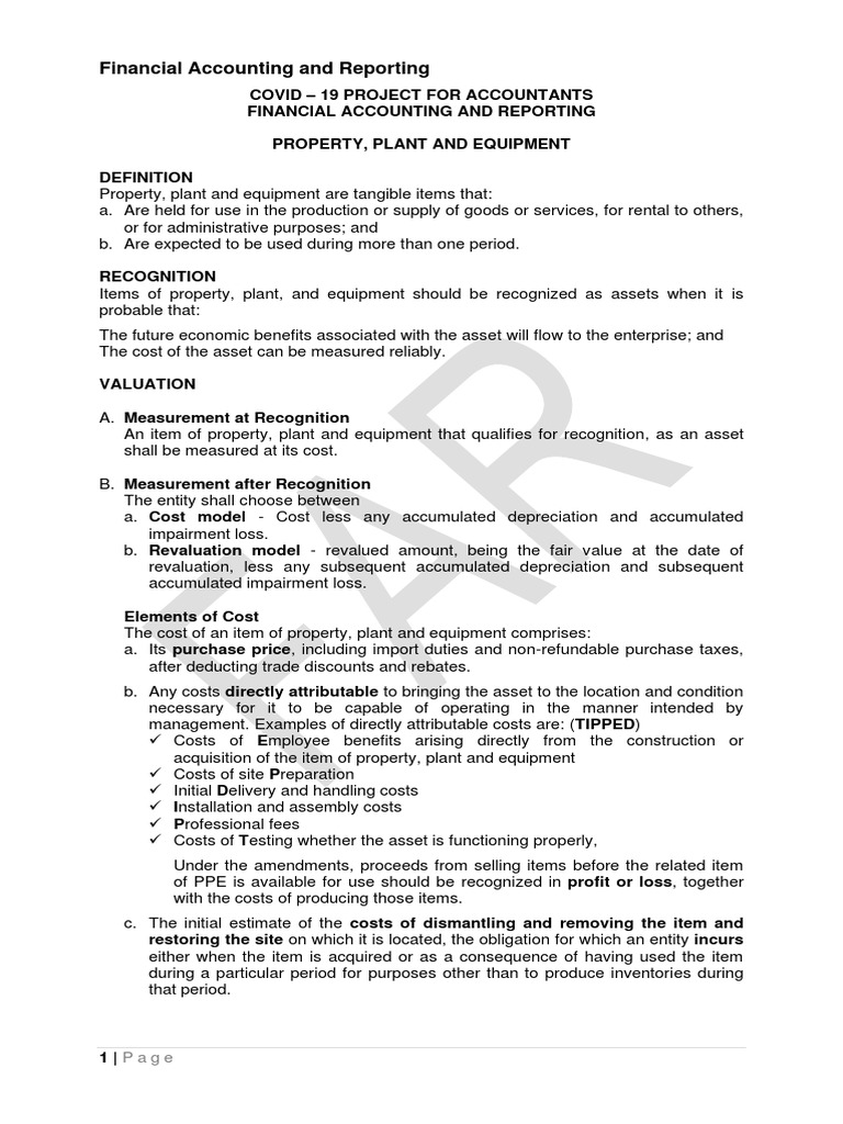 Property, Plant, and Equipment Accounting | PDF | Depreciation | Cost
