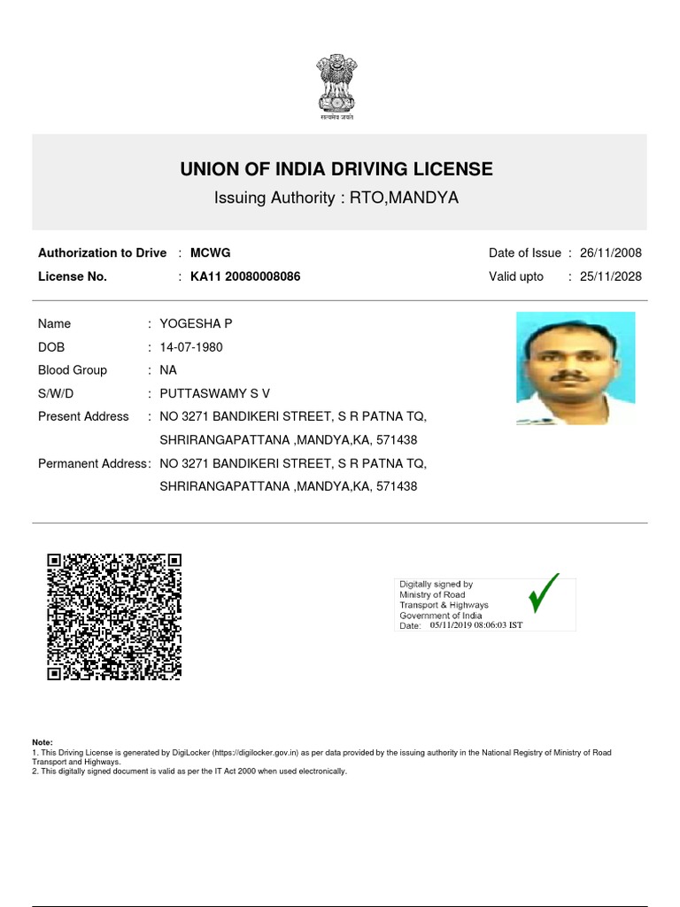 Karnataka Driving License Details | PDF