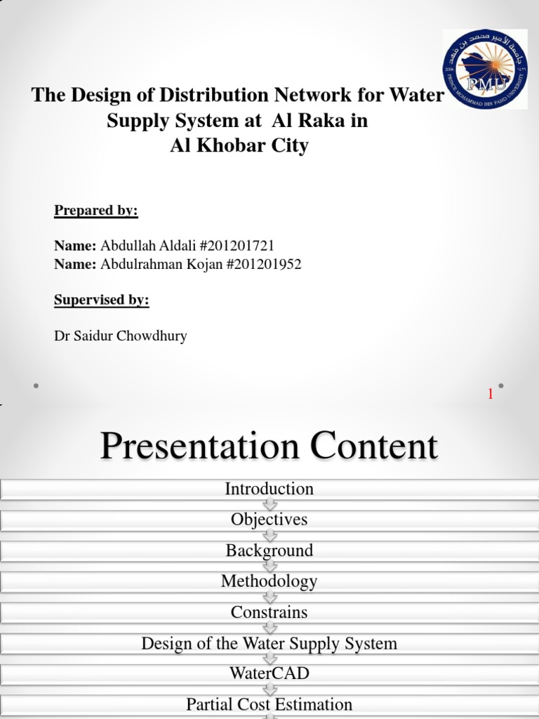 Design Water Supply Facility Khobar Residential Complex PDF PDF