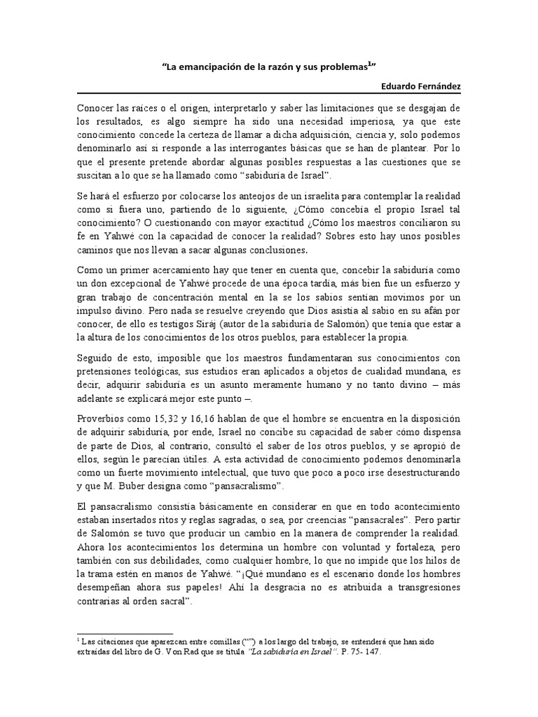 La Emancipación de La Razón y Sus Problemas | PDF | Sabiduría ...