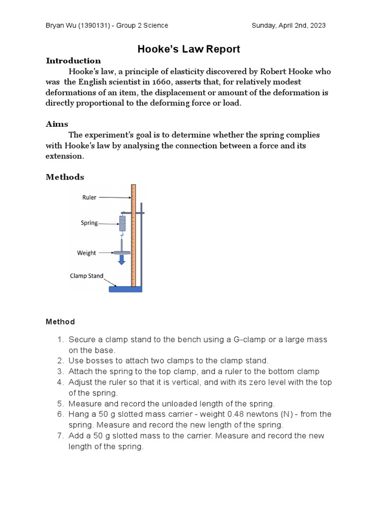 Investigating Hooke's Law Experiment | PDF