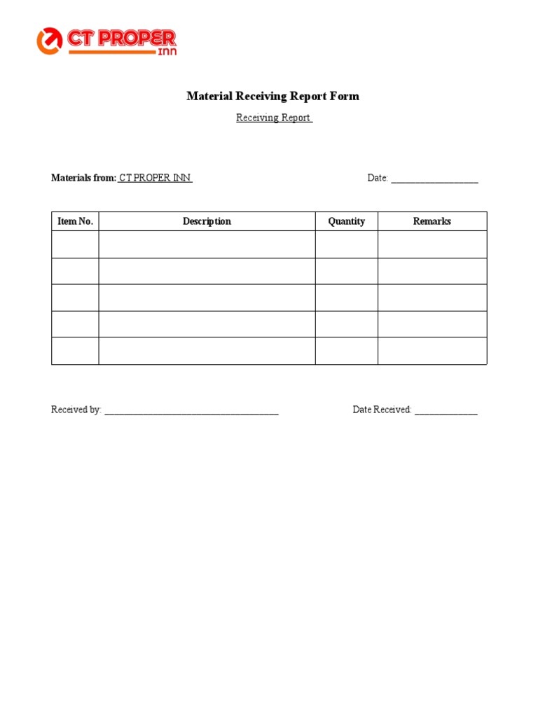 Material Receiving Report Form | PDF