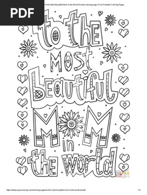 To the Most Beautiful Mom in the World Doodle coloring page _ Free Printable Coloring Pages