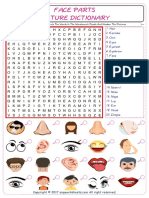 Face Parts Find and Circle The Words in The Wordsearch Puzzle and Number The Pictures 4687