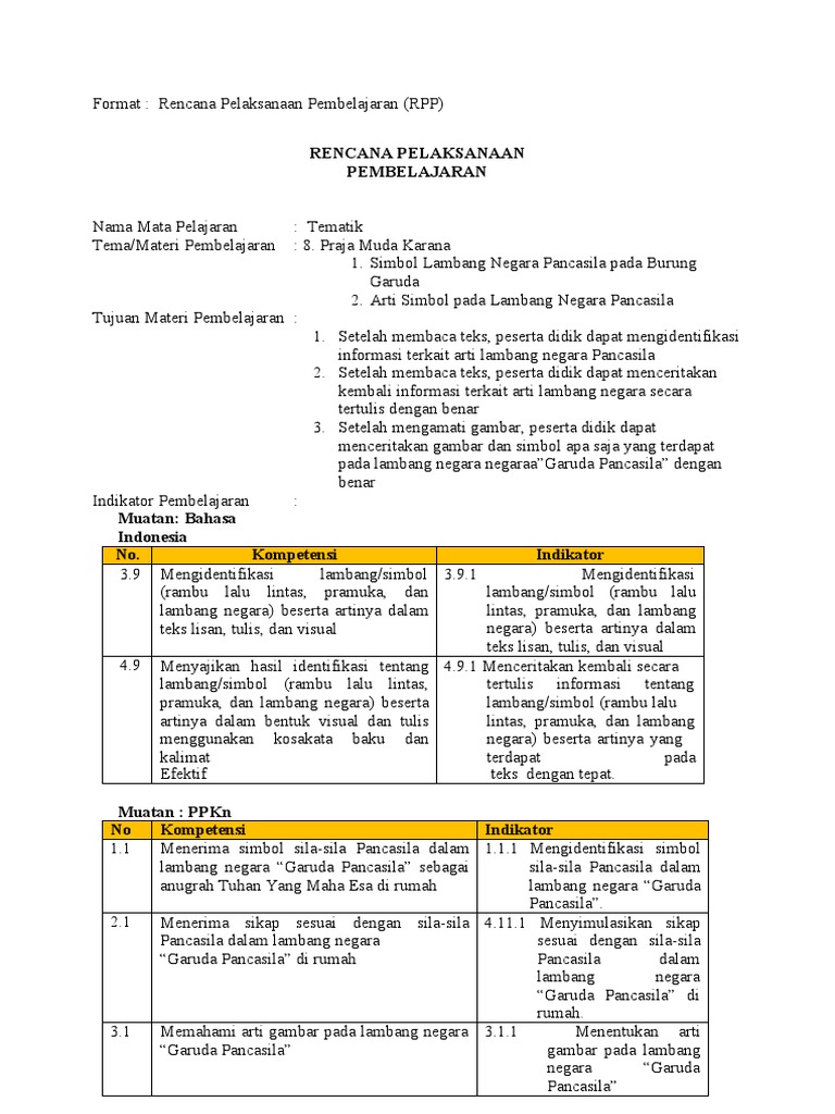 RPP Arti Dan Lambang Pancasila | PDF