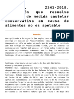 Resolución inapelable sobre medida cautelar en alimentos