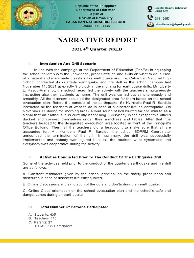 4TH QUARTER NSED Narrative Report PDF