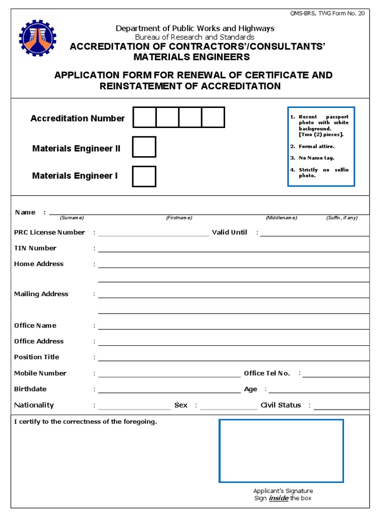 Materials Engineer Accreditation Renewal Form | PDF | Government And ...