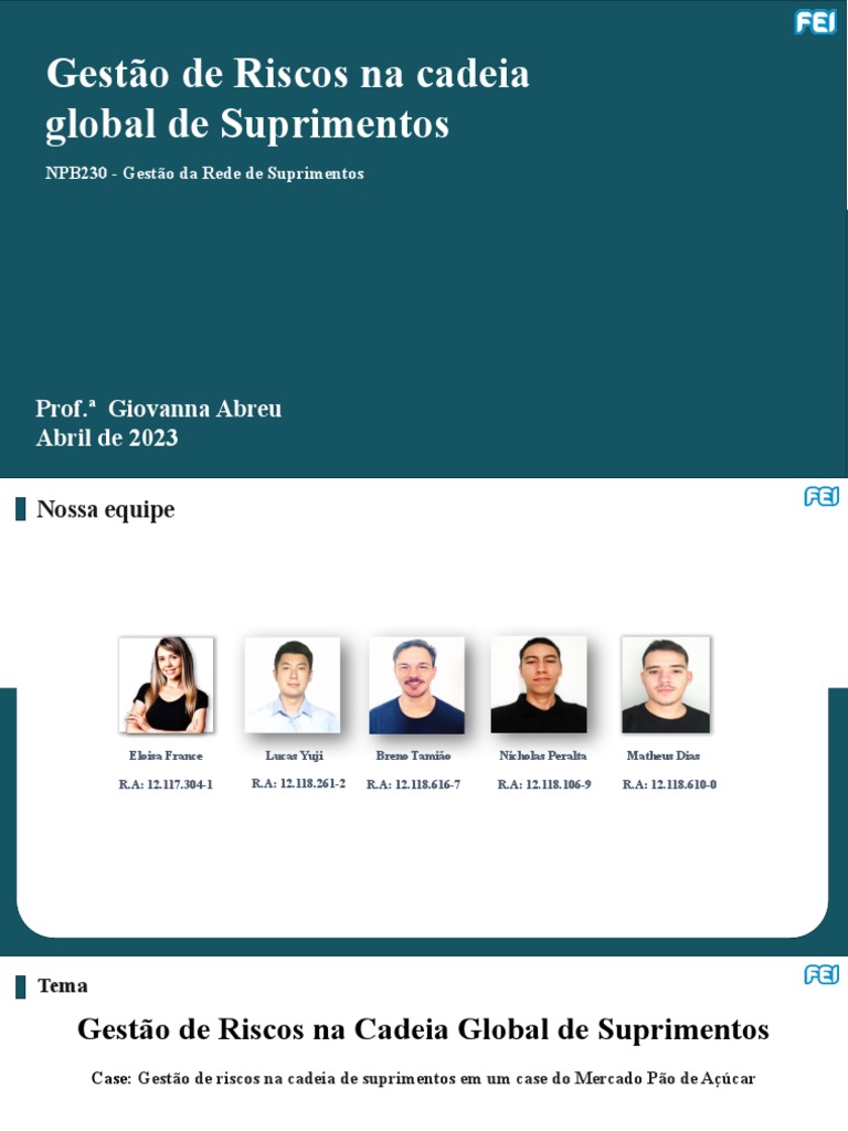 Gestão de Riscos na Cadeia de Suprimentos | PDF | Cadeia de suprimentos ...