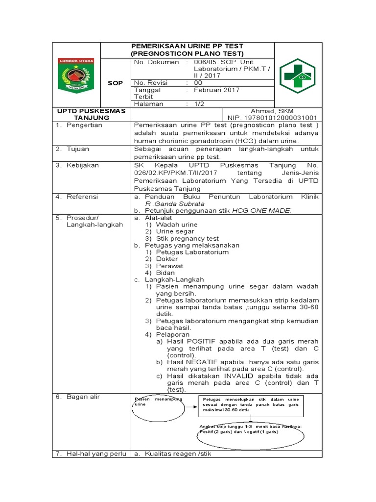 Sop Pemeriksaan Urine PP Test | PDF