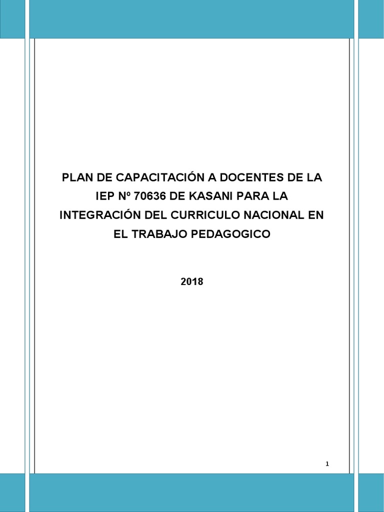 PLAN DE CAPACITACION DOCENTE Sobre CNEB | PDF | Plan de estudios ...