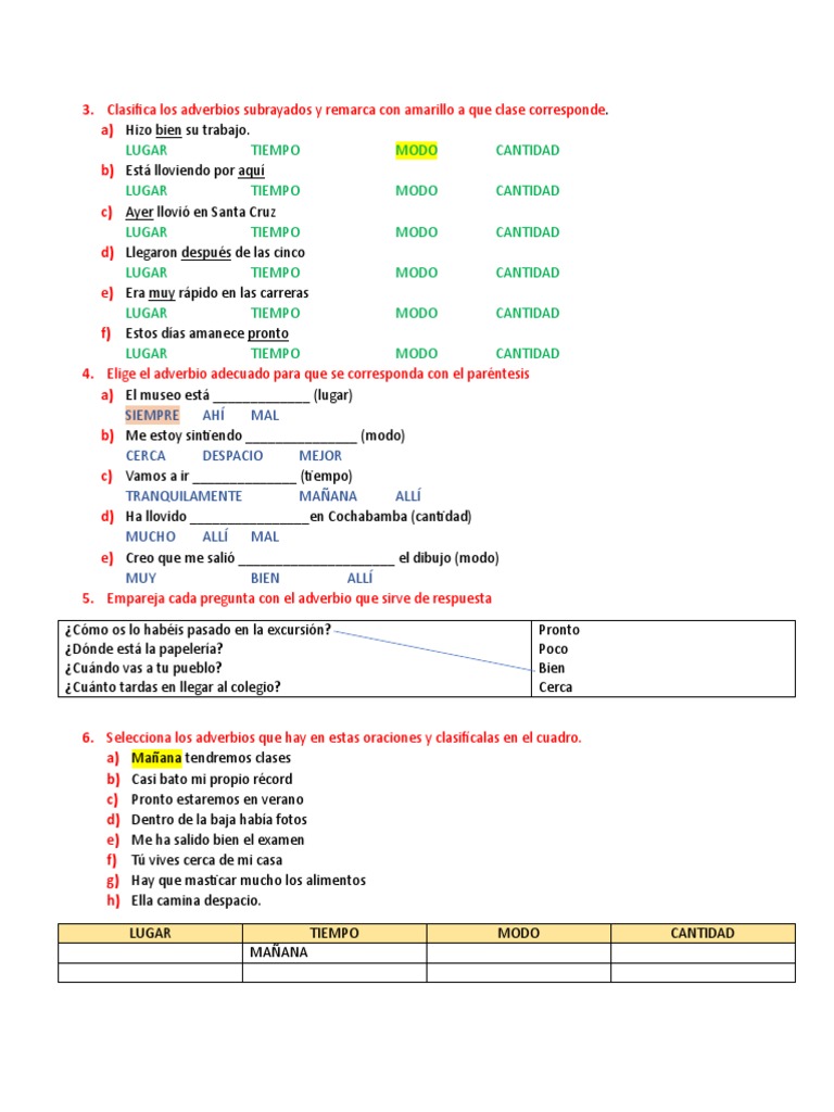 Clasificación y uso de adverbios | PDF | Artes del Lenguaje y Comunicación