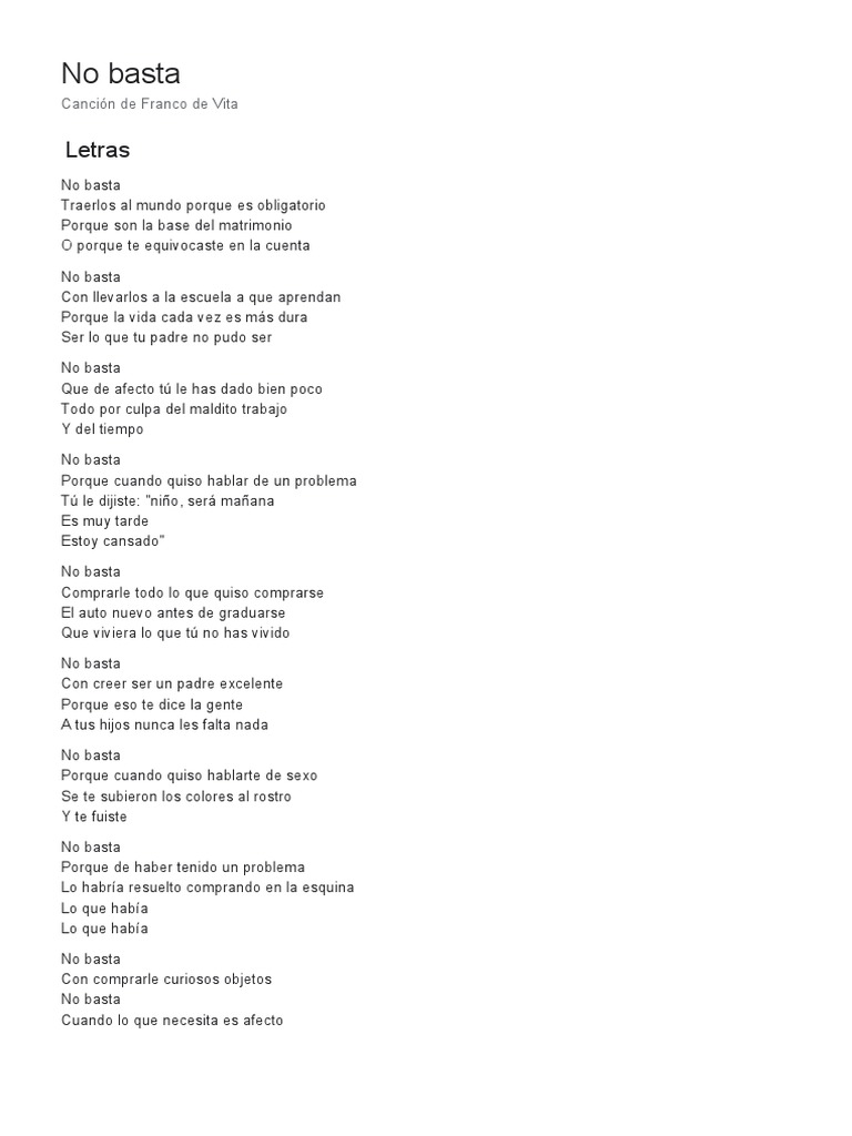 Reflexión Paterna en "No Basta" | PDF