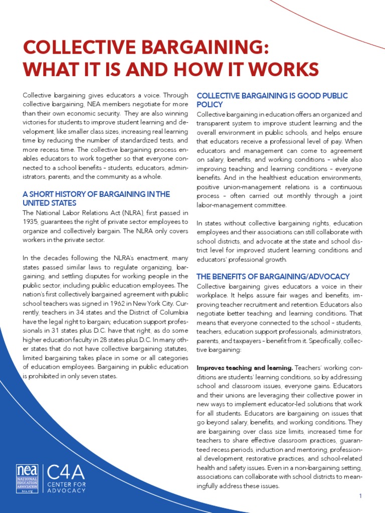 Collective Bargaining What It Is and How It Works PDF Collective