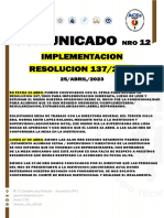 Comunicado Nro 12 Resolucion 137