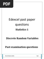 Statistics 1 Discrete Random Variables Past Examination