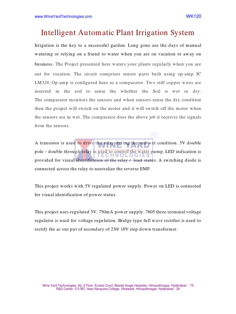 Intelligent Automatic Irrigation System | PDF | Relay | Rectifier