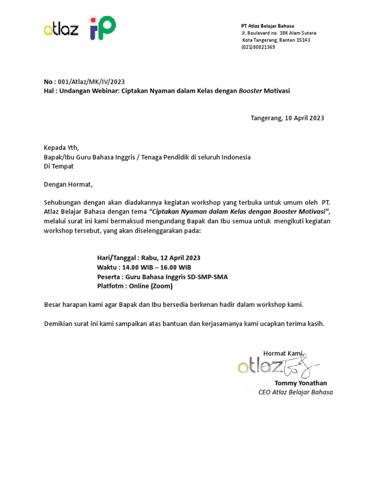 Surat Undangan Webinar 12 April 2023 PDF | PDF