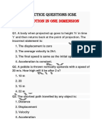 Practic Question CH - Motion in 1D ICSE Class 9 PDF