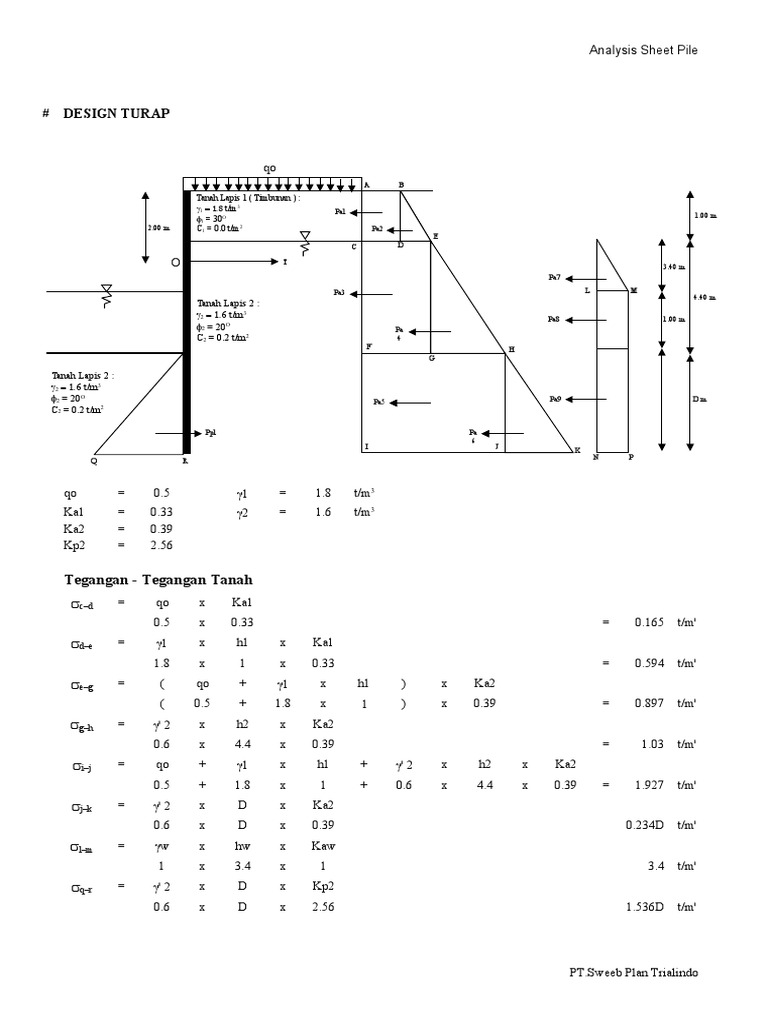 Analysis Sheet Pile 1 | PDF