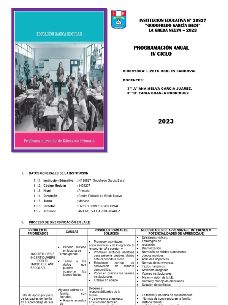 Programacion Curricular Tercer Grado 2023 | PDF | Plan de estudios ...