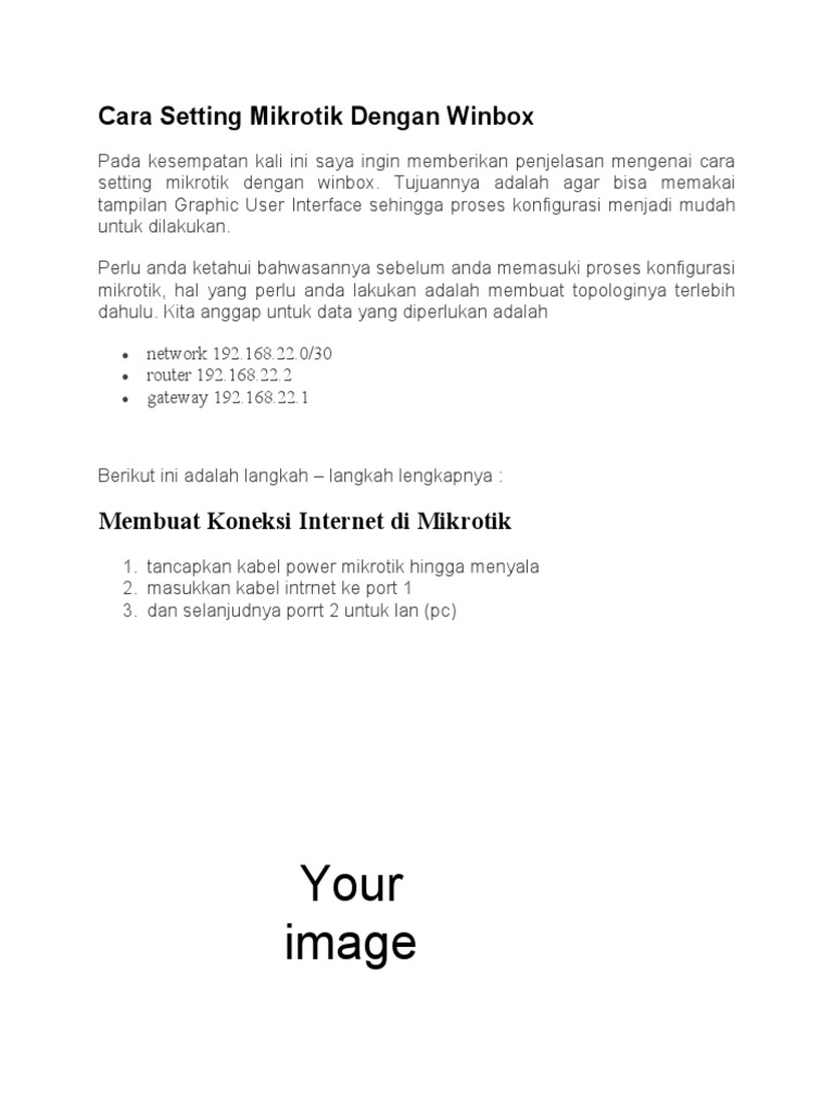 Cara setting mikrotik dengan winbox pdf