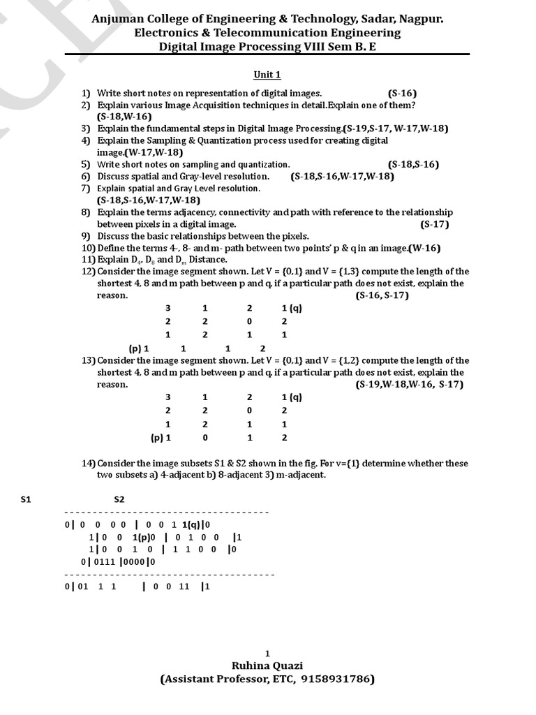 Dip Full Syllabus QB PDF Data Compression Digital Signal Processing