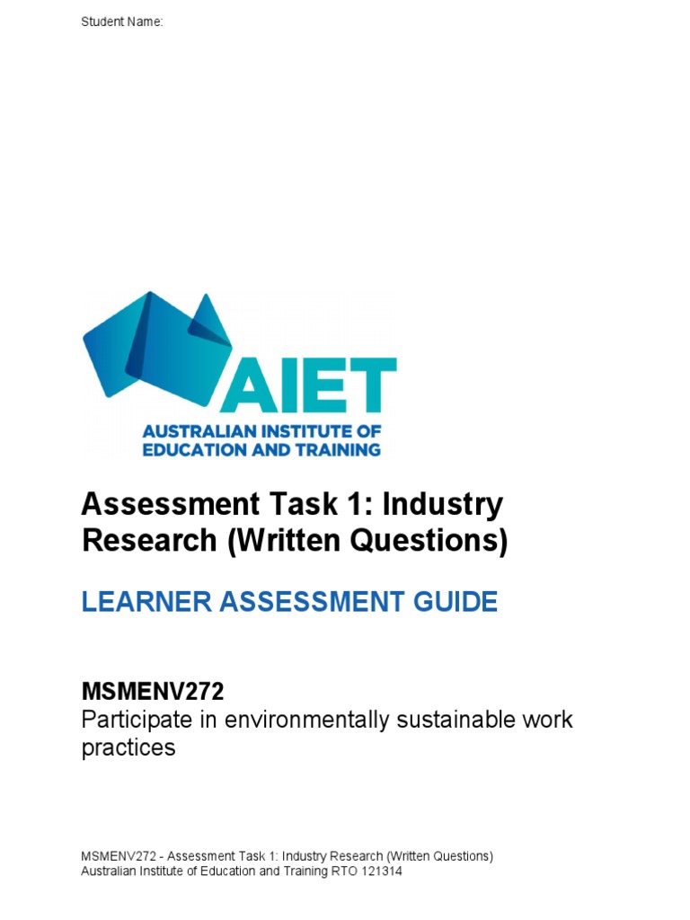 MSMENV272 Sustainable Work Practices Assessment | PDF | Sustainability ...