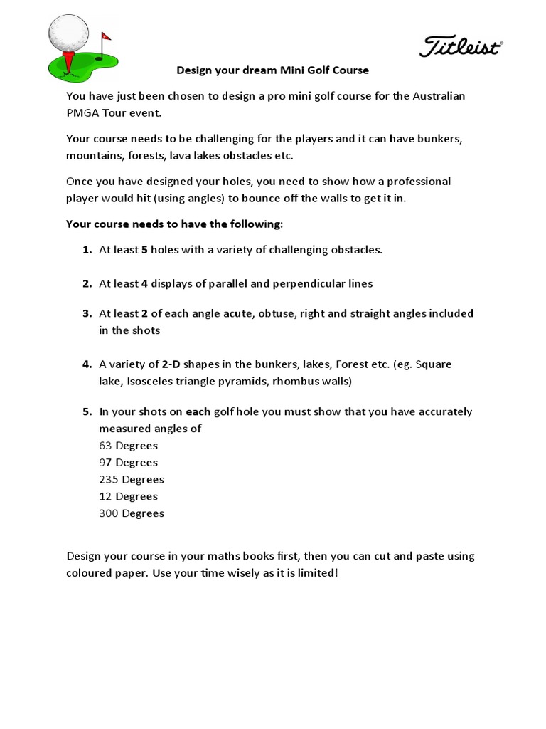 Pro Mini Golf Course Design Project | PDF