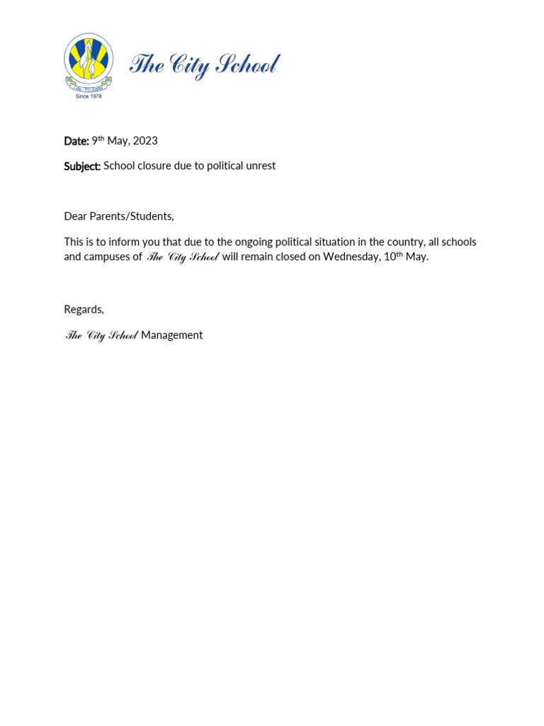 School closure announcement pdf pdf