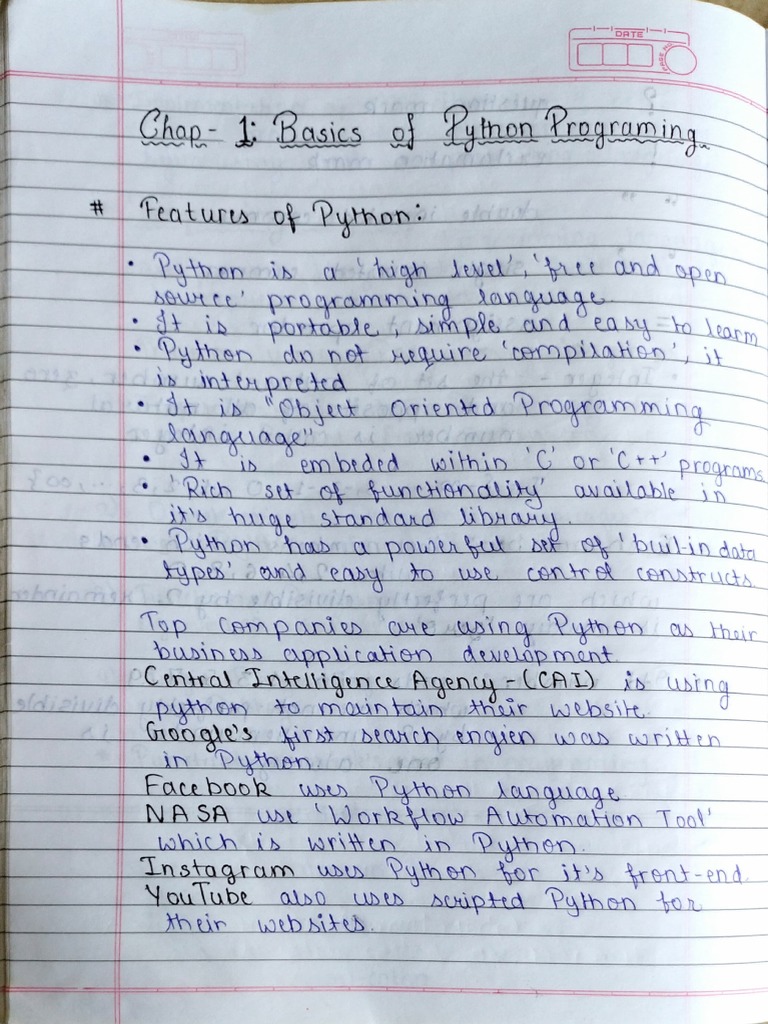 Python Hand Written Notes PDF | PDF