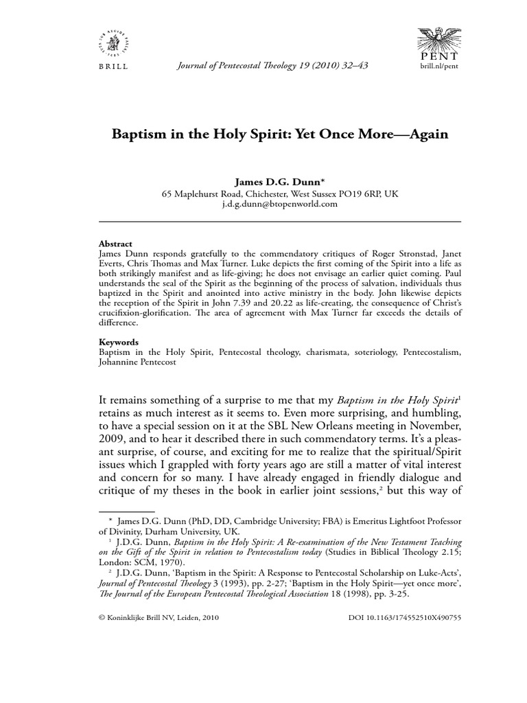Response by Dunn James To Roger Stronstad | PDF | Baptism With The Holy ...