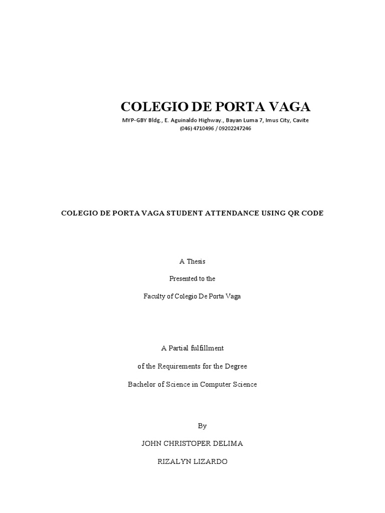QR Code Attendance System at Colegio Vaga | PDF | Qr Code | Barcode