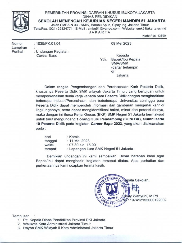 Surat Undangan Sekolah PDF | PDF