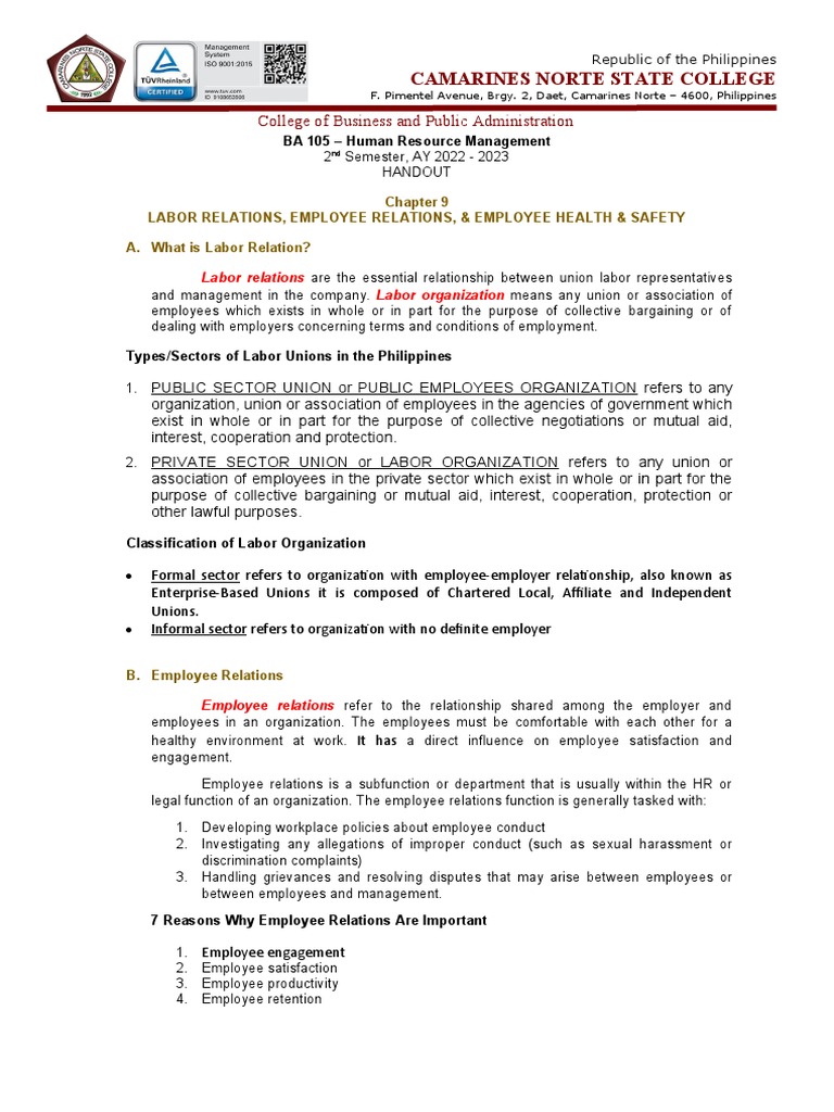 Labor and Employee Relations Overview | PDF | Employment | Trade Union