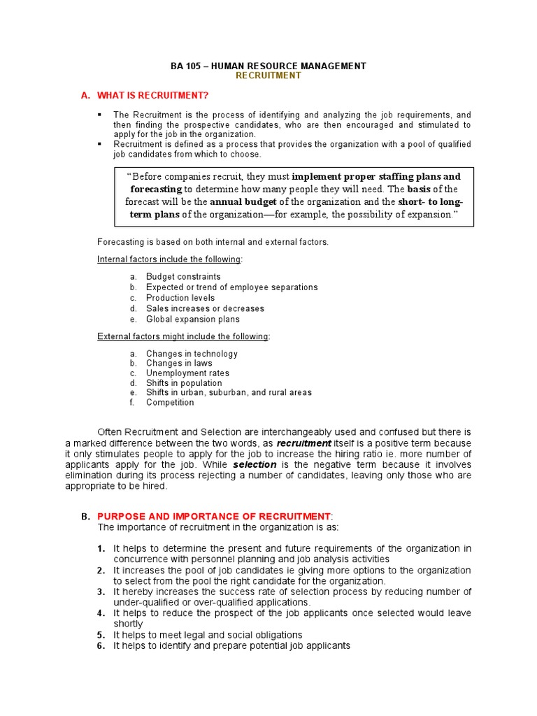 Recruitment Process and Importance | PDF | Recruitment | Employment
