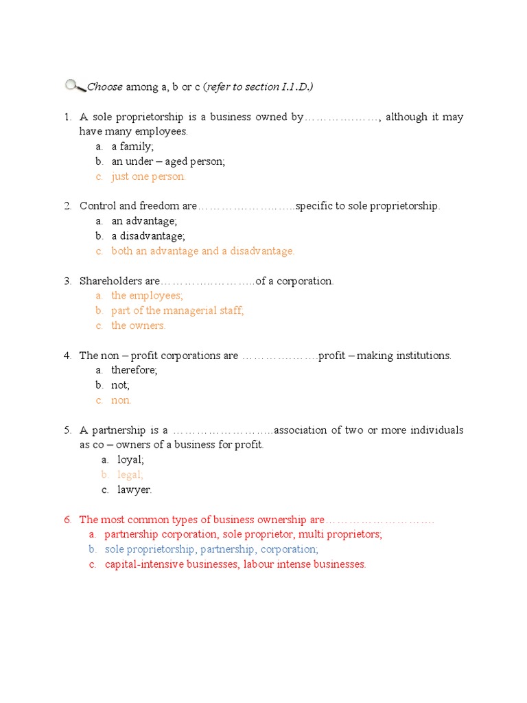 Engleza Economie PDF Sole Proprietorship Employment