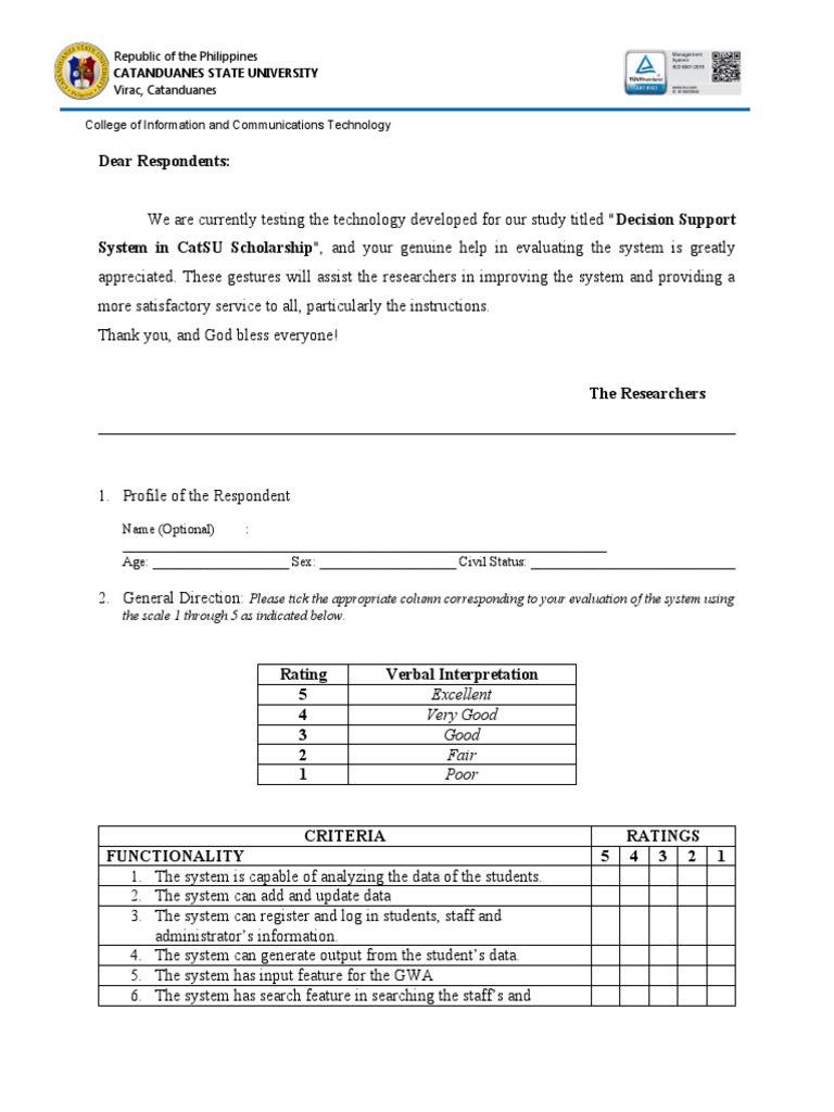 Testing Questionnaire | PDF | Usability | Computer Engineering