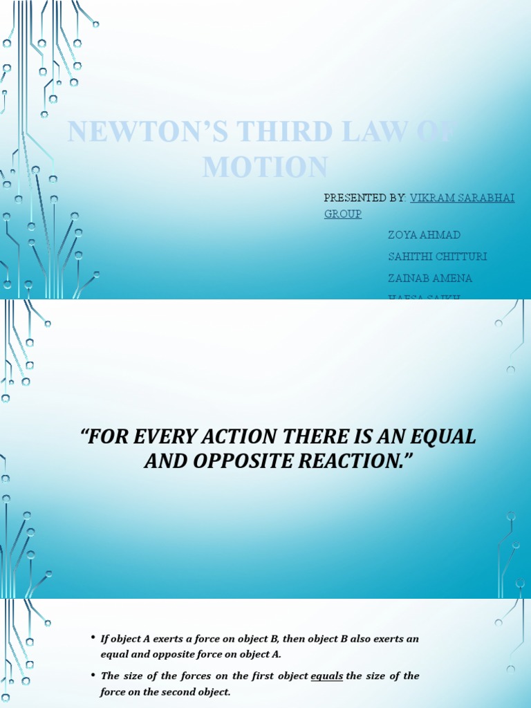 Newtons Law Of Equal And Opposite Forces