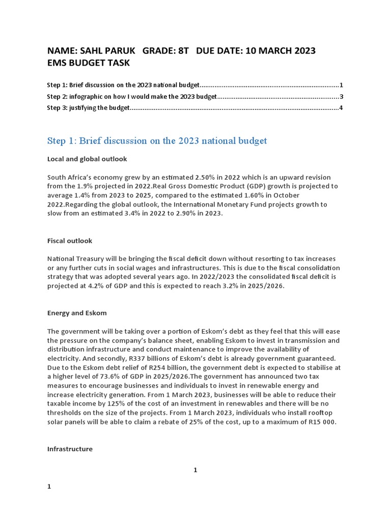 EMS Budget Task PDF Taxes Government Budget Balance